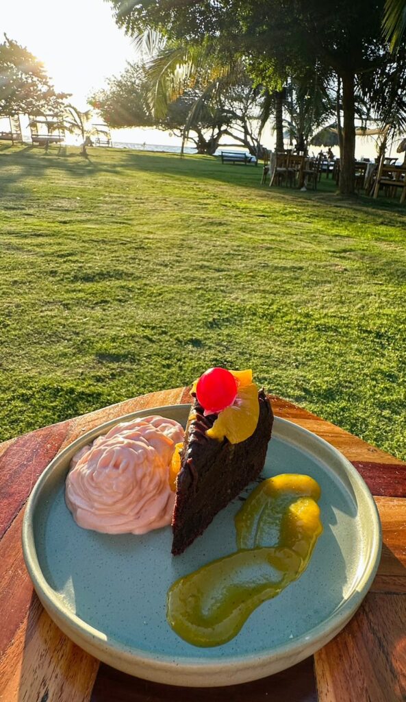 Torta de chocolate con chantilly de fresa y shuli